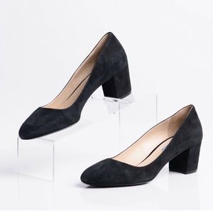 PRADA Suede Leather Black Low Heels chunky Block Heel Nero 117101H EU39